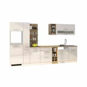 Star Möbel Hochglanz Einbauküche in Weiß Elektrogeräte (zehnteilig)