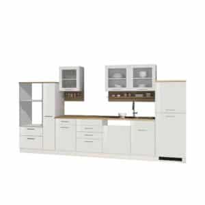 Star Möbel Küchenblock in Weiß Hochglanz Sonoma Eiche (zwölfteilig)