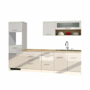 Star Möbel Einbauküchenzeile in Weiß Hochglanz 290 cm breit (achtteilig)