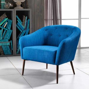 Basilicana Retro Sessel in Blau Webstoff