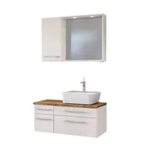 Star Möbel Design Möbel Set für Badezimmer Weiß und Wildeiche Dekor (dreiteilig)
