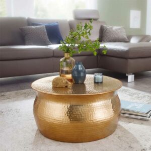 Möbel4Life Wohnzimmer Tisch aus Aluminium Goldfarben