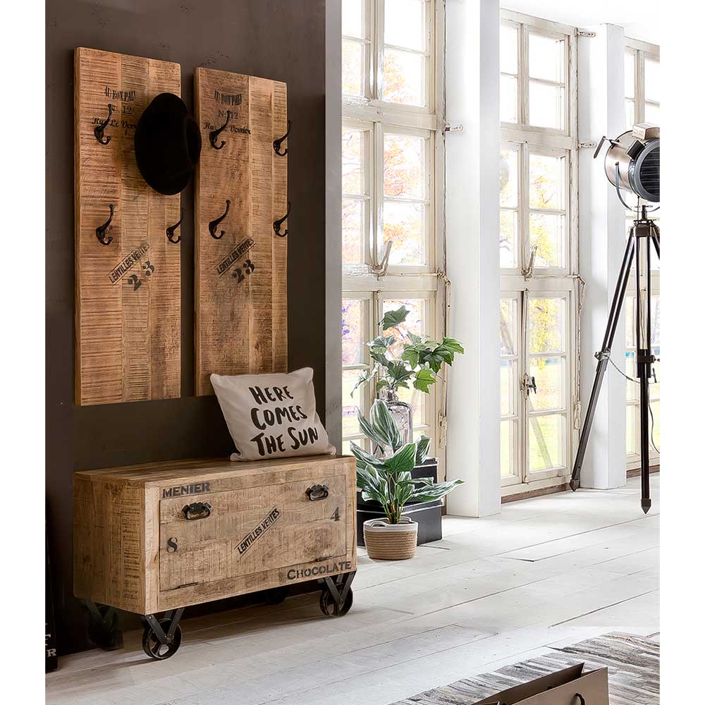 Möbel Exclusive Flurgardarobe aus Mangobaum Recyclingholz Loft Design (dreiteilig)