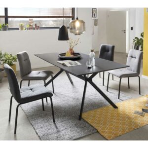 iMöbel Esszimmermöbelset in Grau und Schwarz Loft Design (fünfteilig)
