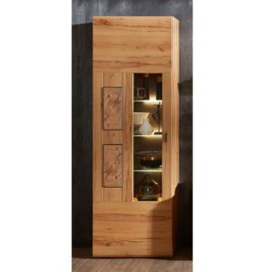 BestLivingHome Vitrinenschrank in Kernbuche Hirnholz Optik 65 cm breit