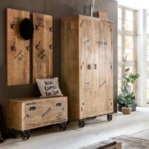Möbel Exclusive Flurmöbel Set aus Mangobaum Recyclingholz Loft Design (vierteilig)