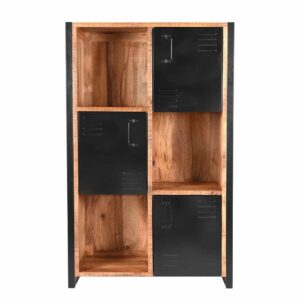 Möbel Exclusive Loft Design Highboard aus Mangobaum Massivholz und Metall 100 cm breit