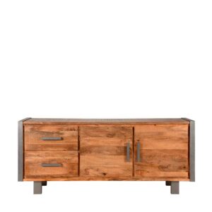 Möbel Exclusive Wohnzimmer Sideboard aus Mangobaum Massivholz und Metall Loft Design