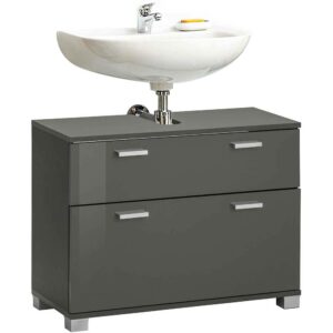 Möbel4Life Moderner Waschbecken Unterschrank in Grau Hochglanz 70 cm breit
