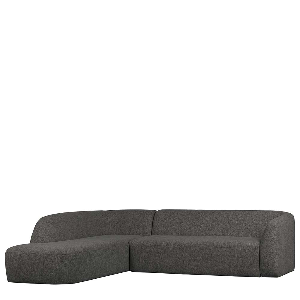 Basilicana Sofa Eckgarnitur in Schwarzgrau meliert Chenillegewebe