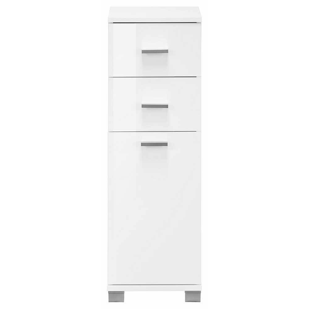 Möbel4Life Moderner Badschrank in Weiß Hochglanz 90 cm hoch