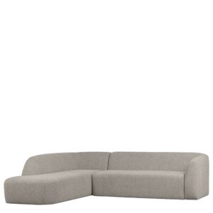 Basilicana Skandi Stil Chenille Ecksofa in Offwhite Rücken echt bezogen