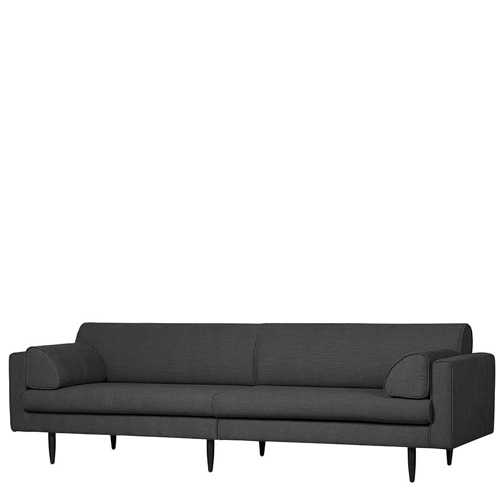 Basilicana Skandi Design Dreier Sofa in Dunkelgrau Fußgestell aus Metall