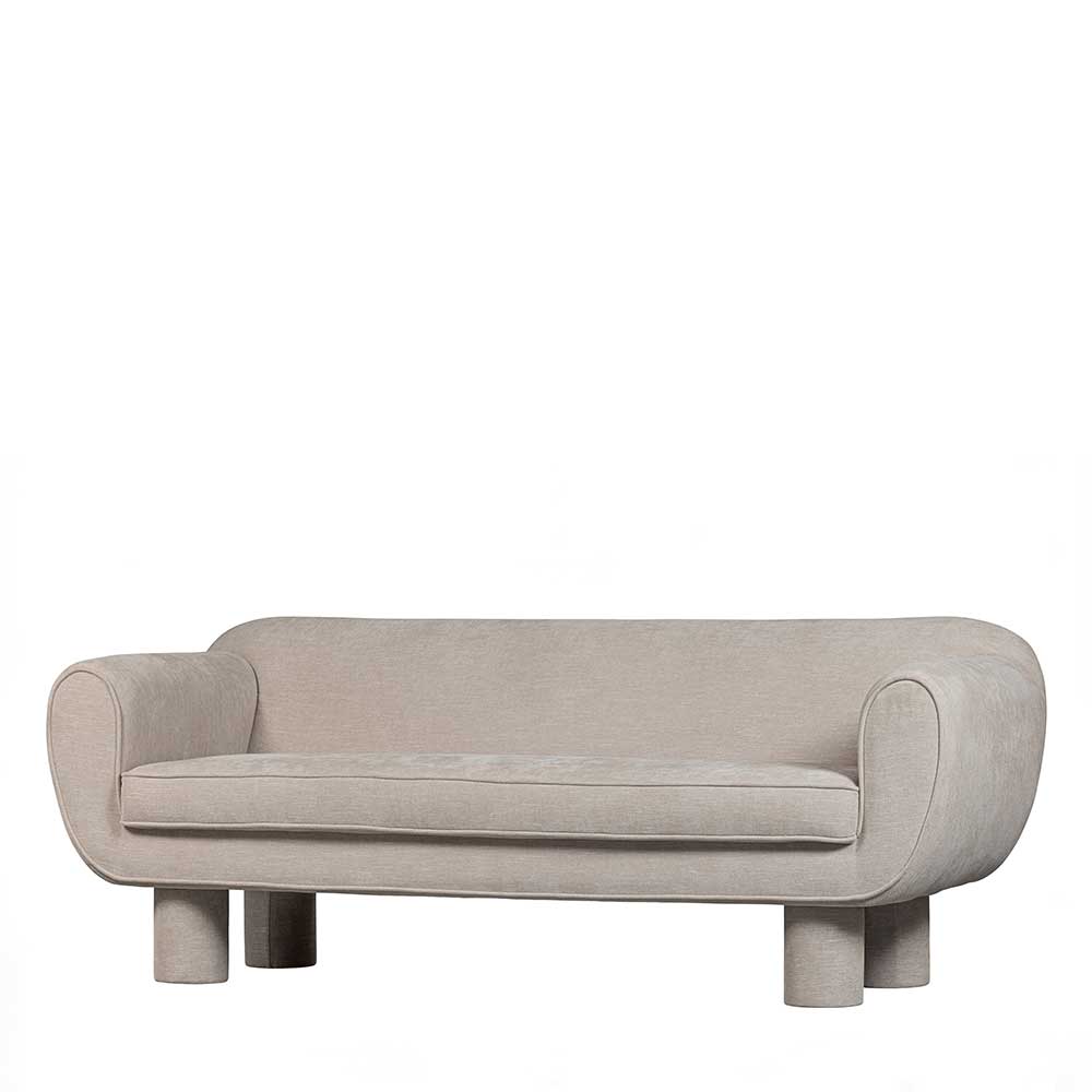 Basilicana Wohnzimmercouch modern im Skandi Design Bezug aus Chenille