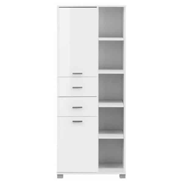 Möbel4Life Badezimmermidischrank 150 cm hoch Weiß Hochglanz