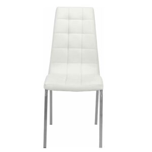 Möbel4Life Stuhl Set Esszimmer in Weiß Kunstleder Chromfarben (2er Set)