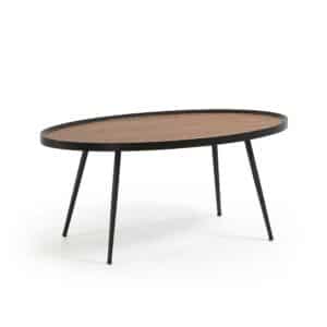 4Home Sofa Tisch in Walnussfarben und Schwarz rund