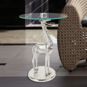 Doncosmo Designtisch mit Giraffen Säulengestell runder Glasplatte