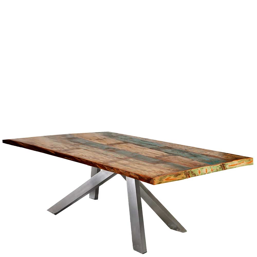 Möbel Exclusive Esszimmer Tisch in Bunt Recyclingholz und Metall