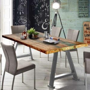 Möbel Exclusive Bunter Küchentisch im Loft Style Recyclingholz und Metall