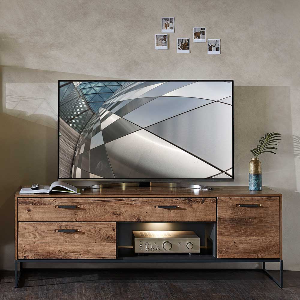 BestLivingHome Fernsehboard in Eiche dunkel Optik Loft Design