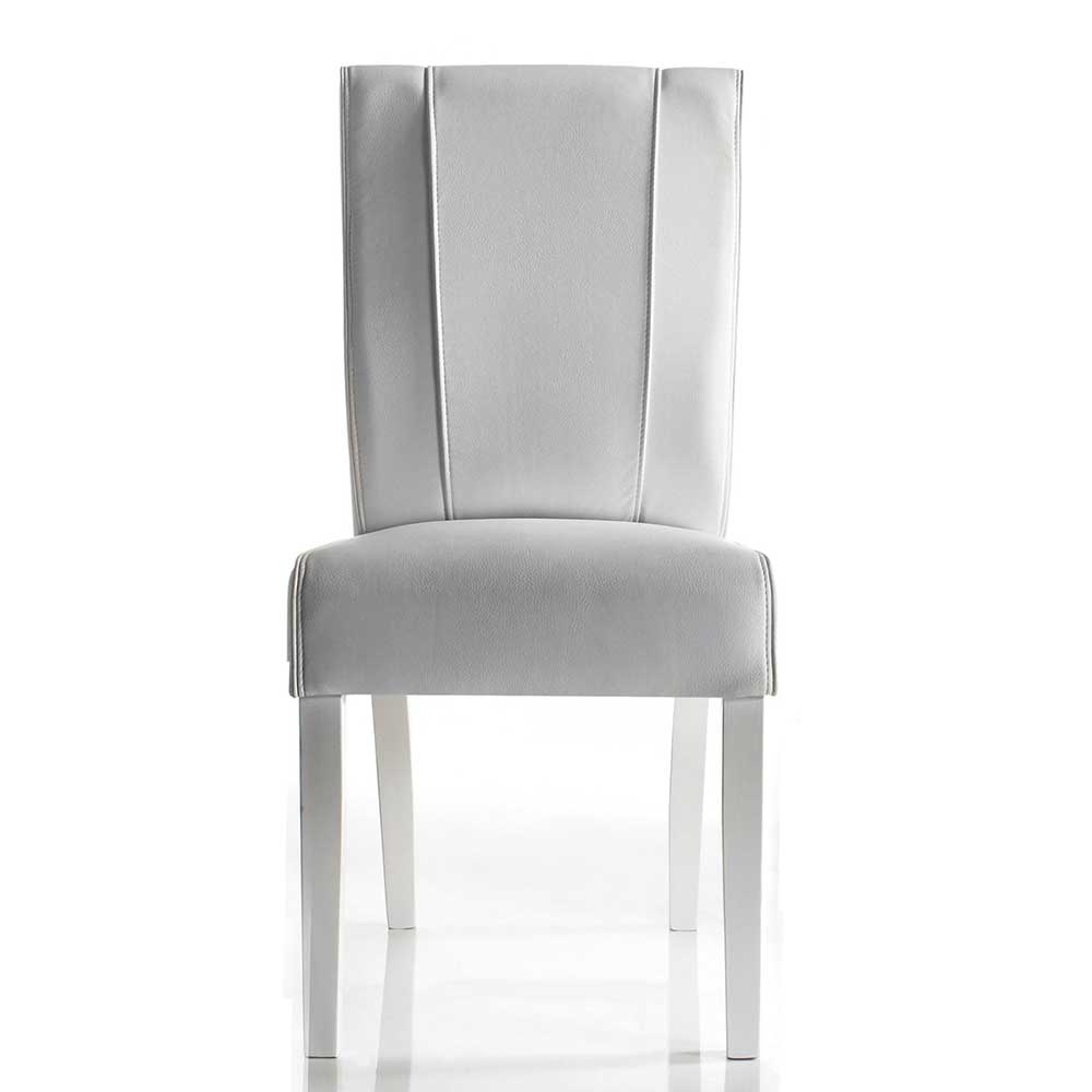 Homedreams Esstisch Stühle in Weiß Kunstleder 45 cm Sitztiefe (2er Set)