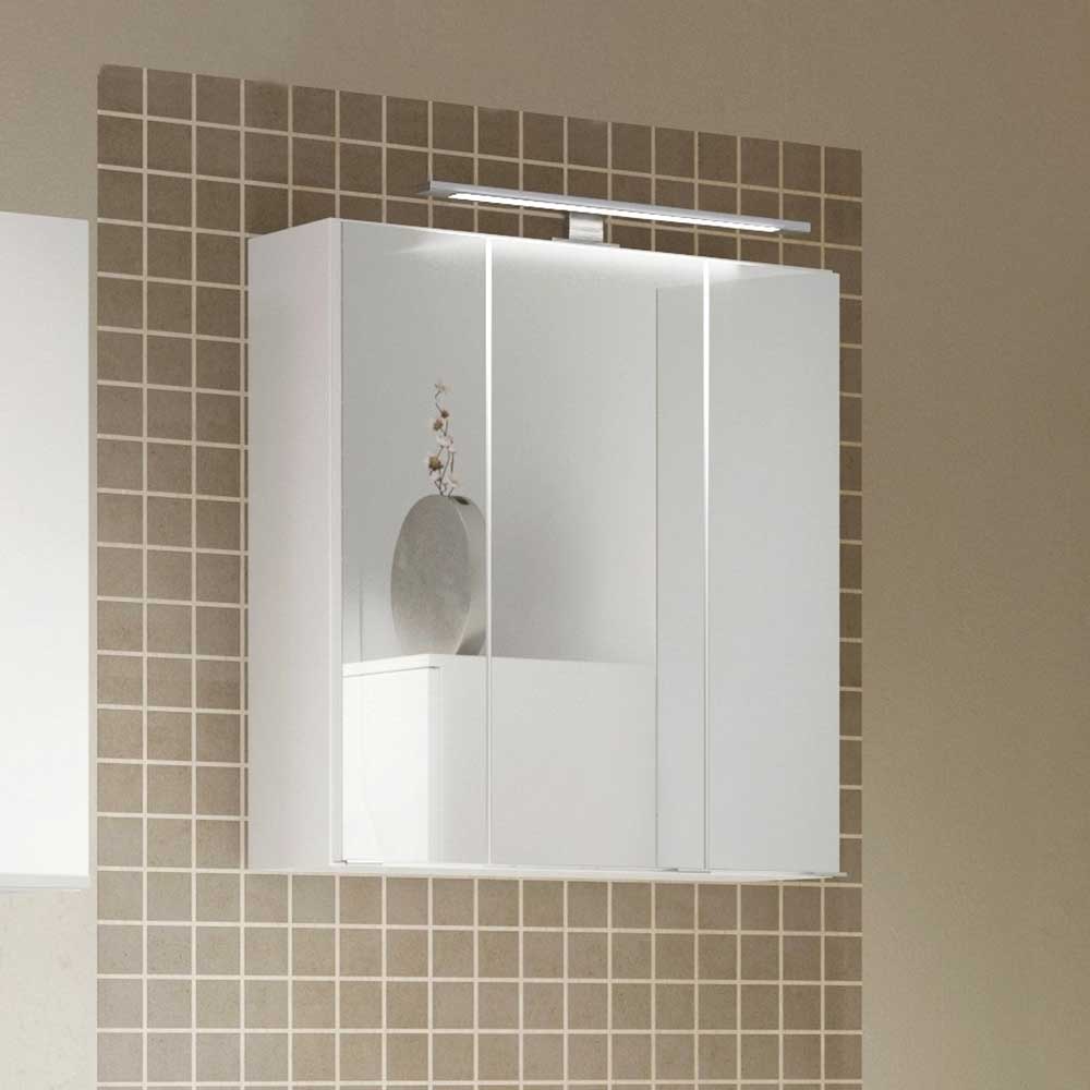 Star Möbel 3 türiger Badspiegelschrank in Weiß LED Beleuchtung