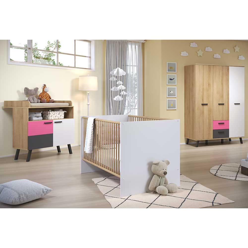 TopDesign Babyzimmer komplett Set mehrfarbig mit Wechselfronten (dreiteilig)