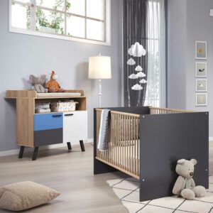 TopDesign Babymöbelset Bett 70x140 cm mehrfarbig Front wechselbar (zweiteilig)