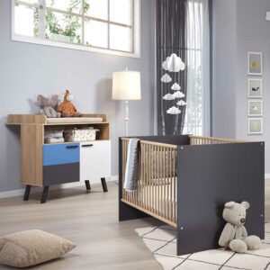 TopDesign Babymöbelset Bett 70x140 cm mehrfarbig Front wechselbar (zweiteilig)