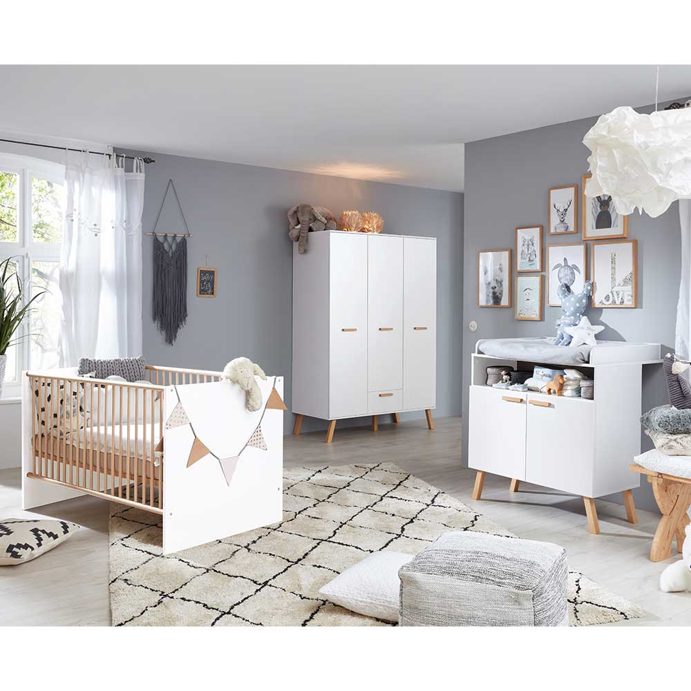 TopDesign Babymöbelset Weiß Skandi dreiteilig 190 cm hoch (dreiteilig)