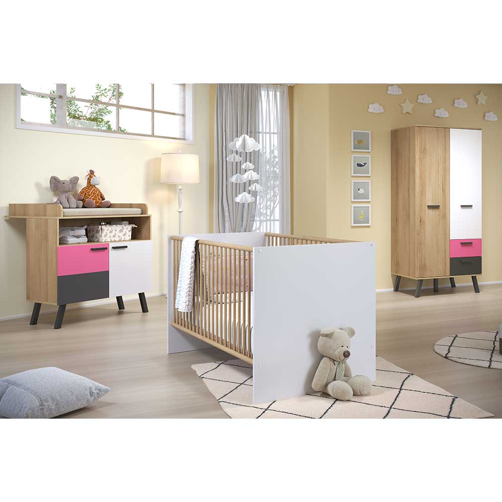 TopDesign Babyzimmer Set 3-teilig mehrfarbig modernem Design (dreiteilig)