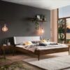 TopDesign Nussbaum Holz Doppelbett in modernem Design 160x200 cm oder 180x200 cm