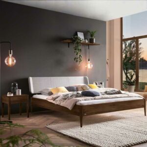 TopDesign Nussbaum Holz Doppelbett in modernem Design 160x200 cm oder 180x200 cm