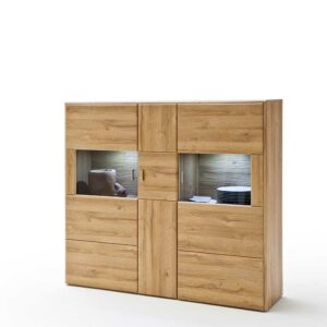 TopDesign Highboard in Wildeichefarben Glaseinsatz