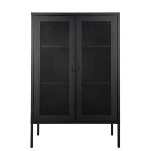 4Home Wohnzimmervitrine 120 cm hoch Schwarz