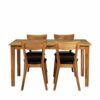 TopDesign 4 Stühle und Esstisch aus Eiche Massivholz Kunstleder Schwarz (fünfteilig)
