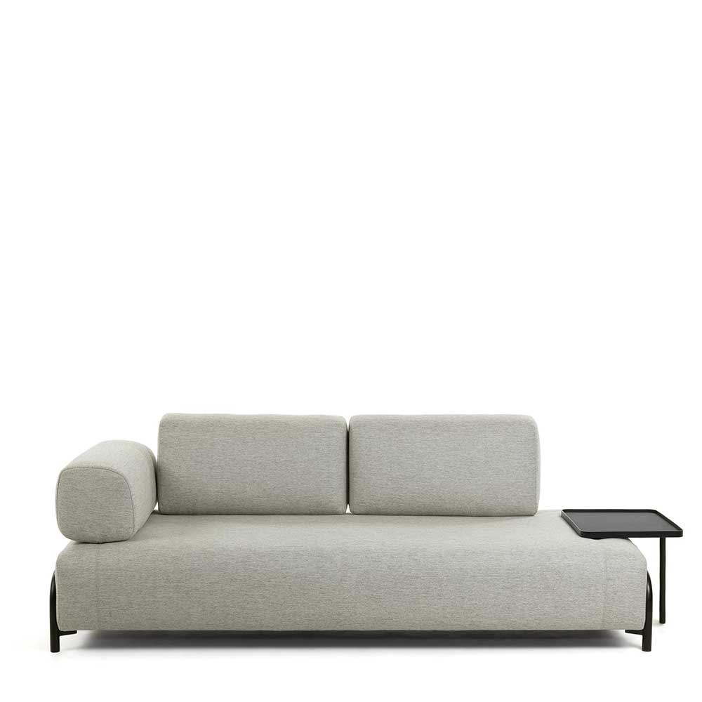 4Home Zweier Sofa in Beige Stoff abnehmbarerem Stecktisch