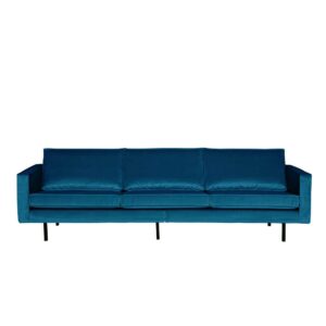 Basilicana Sofa in Blau Samt Retro Style