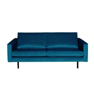 Basilicana Couch in Blau Samt Retro Style