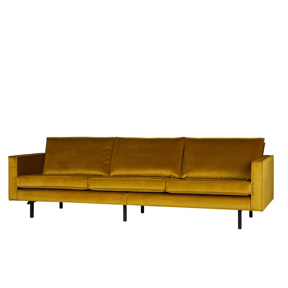 Basilicana Retro Sofa in Gelb Samtbezug