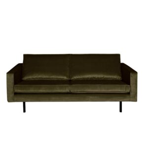 Basilicana 2 Sitzer Sofa in Dunkelgrün Samt Retro Look