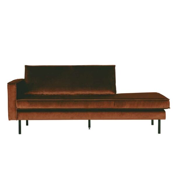 Basilicana Couch Recamiere in Rostfarben Samtbezug