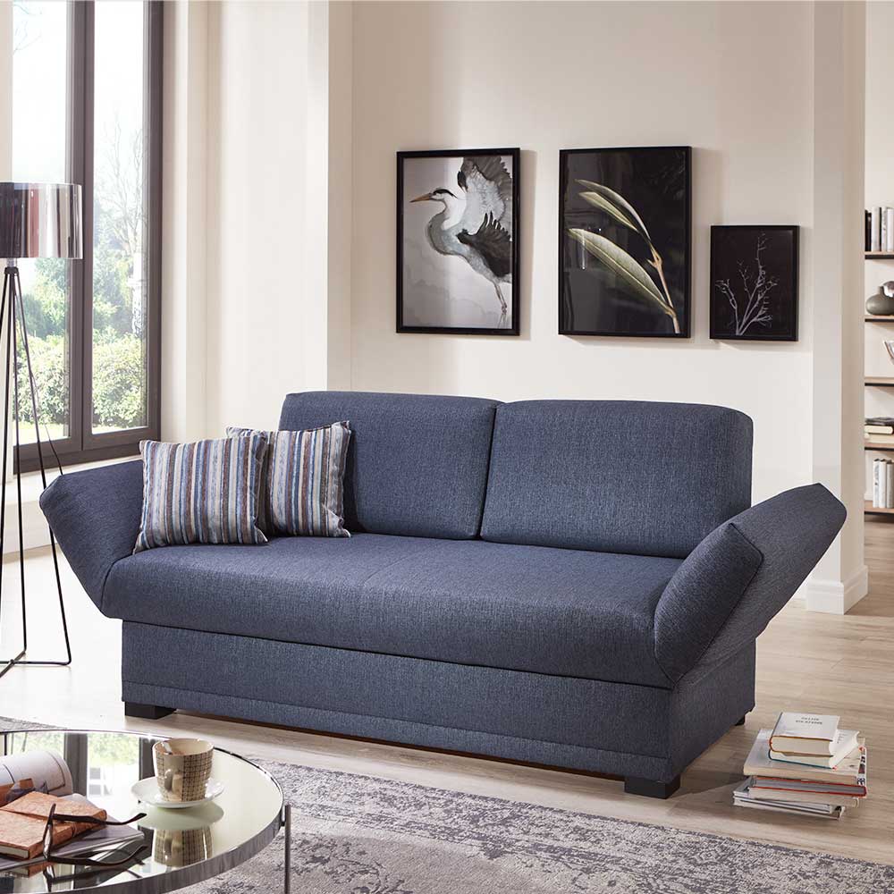 Brandolf Sofa Bett in Blau Webstoff Made in Germany