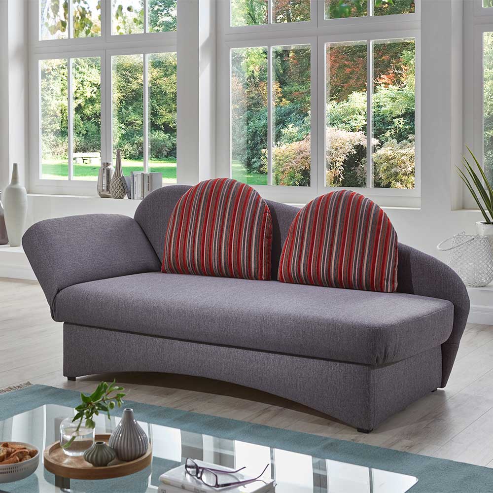 Brandolf Funktions Sofa in Grau und Rot gestreift Made in Germany
