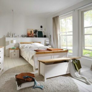 Life Meubles Landhaus Schlafzimmer in Weiß Kiefer teilmassiv (vierteilig)