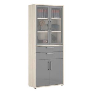 Müllermöbel Großer Aktenschrank mit zwei Schubladen Glastüren