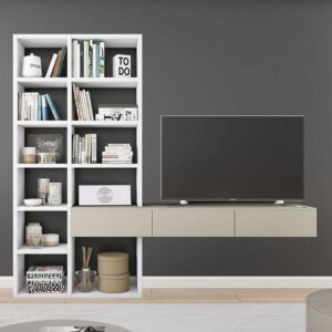 Star Möbel Fernseher Regal in Weiß und Beige modern
