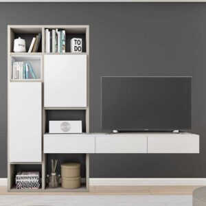 Star Möbel Weiße TV Wand mit Türen und Schubladen modern