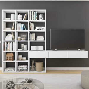 Star Möbel Fernseherwand in Weiß Türen und Schubladen
